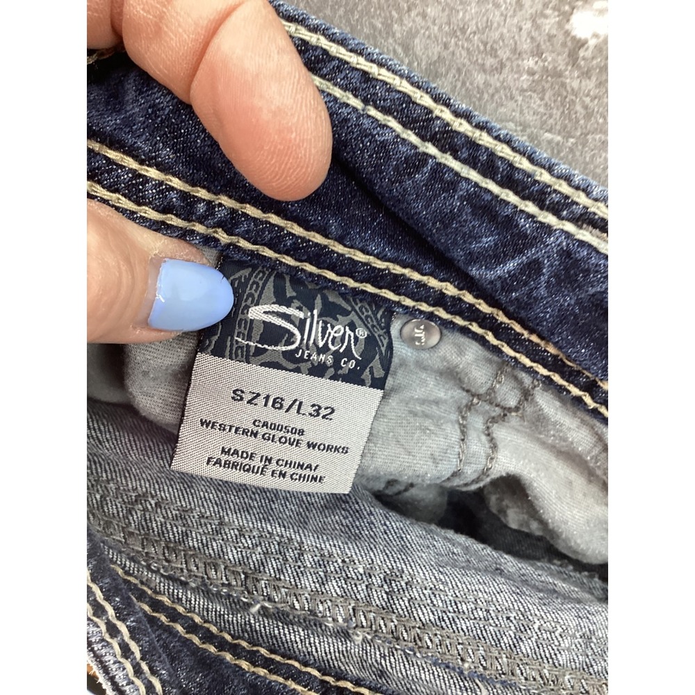 Silver Jeans Co Suki Surplus Bootcut Jeans Dark Wash Distressed Womens 16 L32 - Picture 9 of 10
